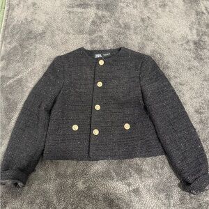 Zara Charcoal Jacket with Metallic Buttons